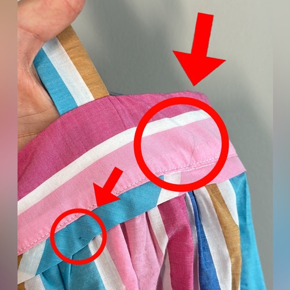 Lemlem Striped Jima Sweepy Banu Midi Summer Aqua Pink Blue Dress Size Medium - Picture 15 of 15